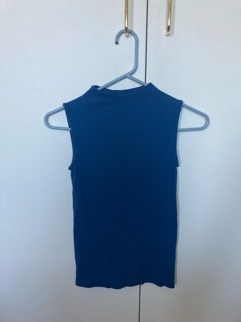 Everlane Sleeveless Mock Neck Tank Top - Navy Blue